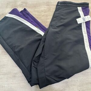 Vintage Men’s XL Ralph Lauren Sport Track Pants Purple Black With Bottom Zipper